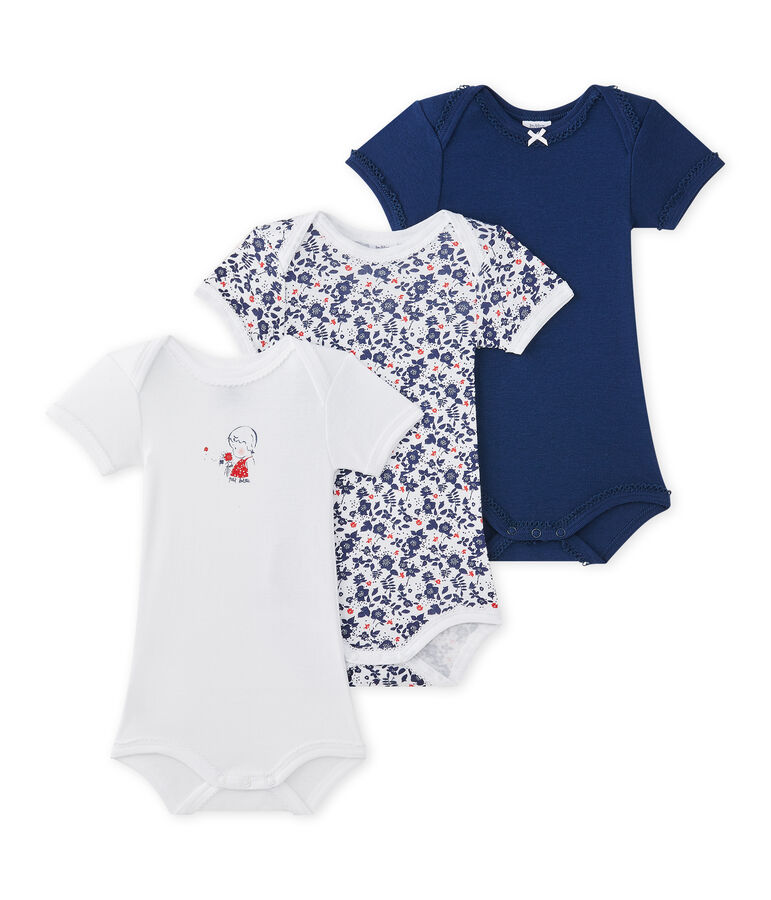 Lot de 3 bodies b&eacute;b&eacute; fille manches courtes blanc LOT