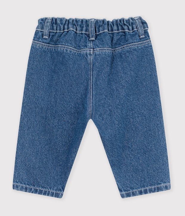 Pantalon b&eacute;b&eacute; en denim uni bleu