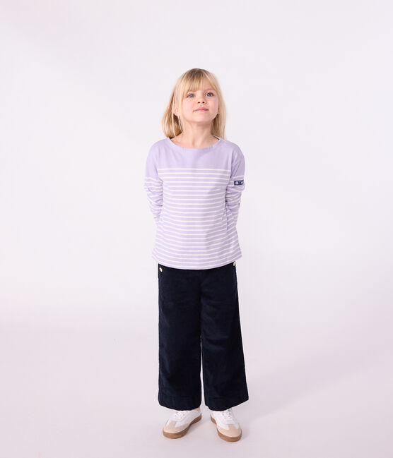 Marinière enfant en coton violet SQUAW/ MILK