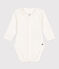 Body manches longues à col en coton bébé blanc MARSHMALLOW