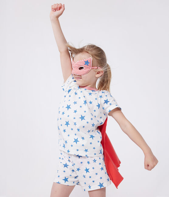 Pyjama short déguisement enfant en coton  cape phosphorescente blanc MARSHMALLOW/blanc MULTICO