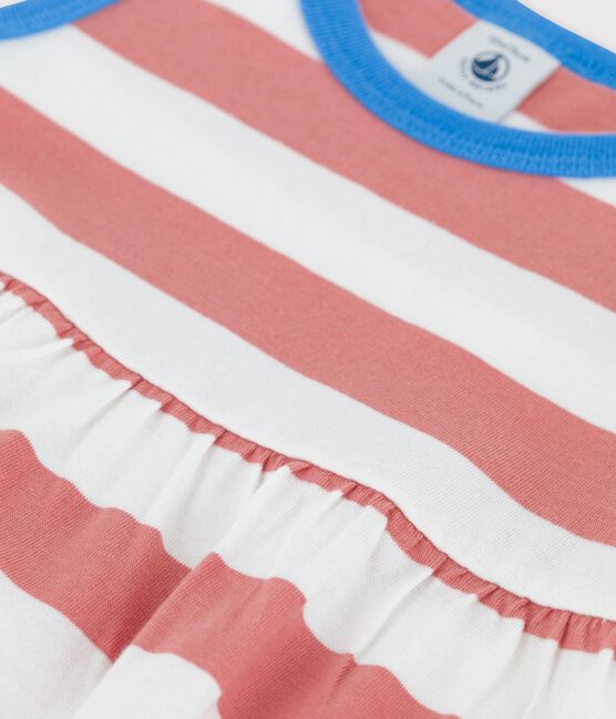 Robe sans manches rayée en jersey bébé rose PAPAYE/ MARSHMALLOW