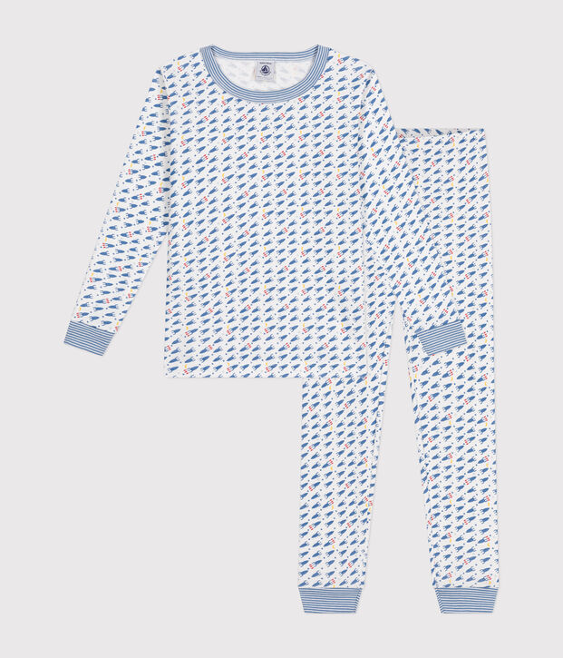 Pyjama ajust&eacute; en coton imprim&eacute; &agrave; motif fus&eacute;es enfant blanc/multicouleur