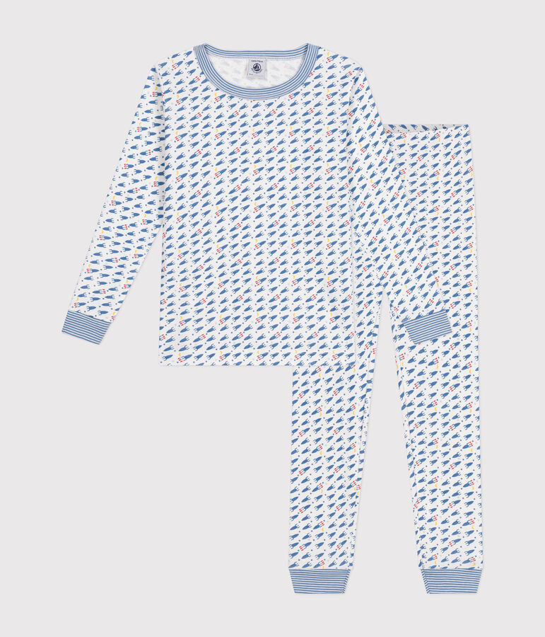 Pyjama ajust&eacute; en coton imprim&eacute; &agrave; motif fus&eacute;es enfant blanc/multicouleur