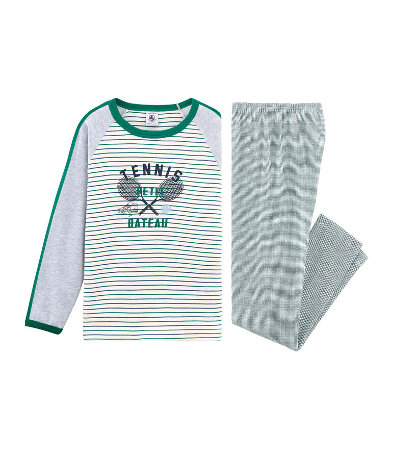 Pyjama petit gar&ccedil;on en c&ocirc;te blanc MARSHMALLOW/blanc MULTICO