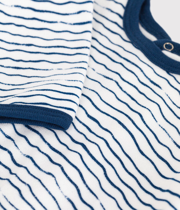 Dors bien en velours b&eacute;b&eacute; blanc/bleu