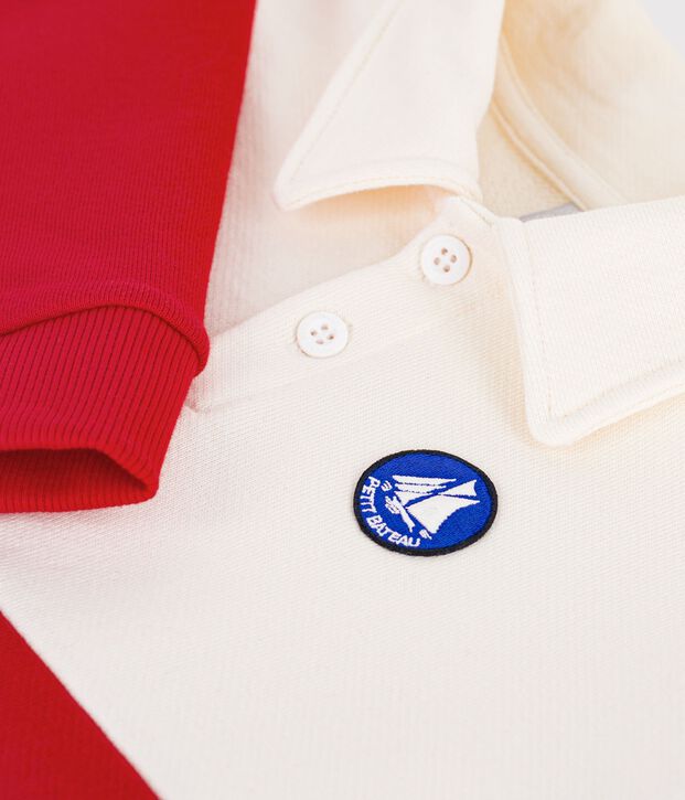 Sweatshirt esprit polo enfant en coton rouge/rouge