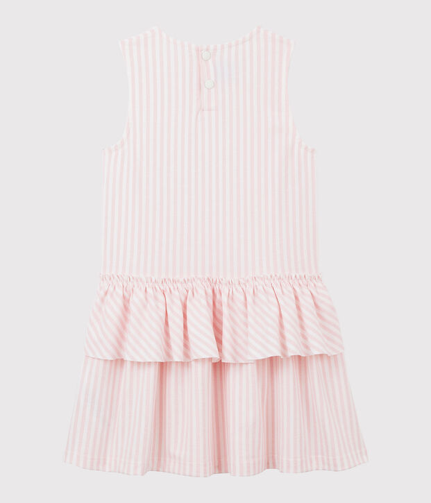 Robe sans manches en jersey enfant fille rose/blanc