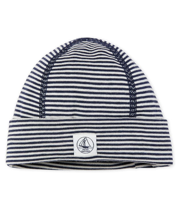 Bonnet naissance anti-ondes bleu/blanc