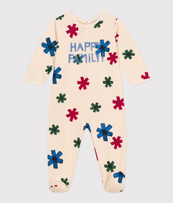 Pyjama bébé happy family en molleton blanc AVALANCHE/ MULTICO