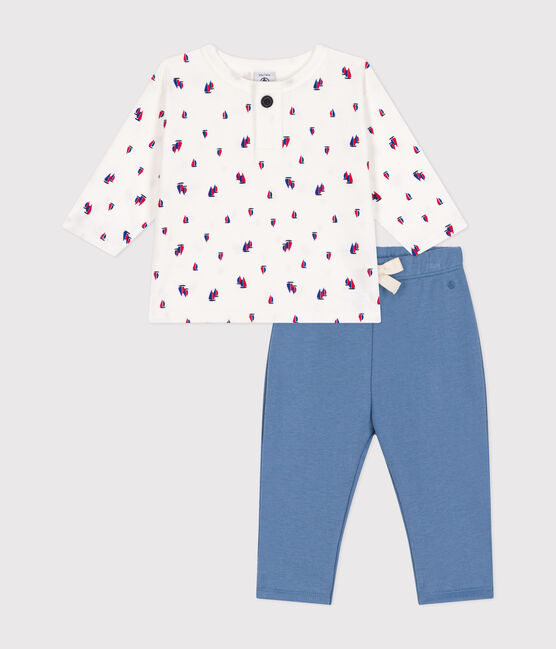 Coffret ensemble pantalon en molleton et tee-shirt en coton bébé variante 1
