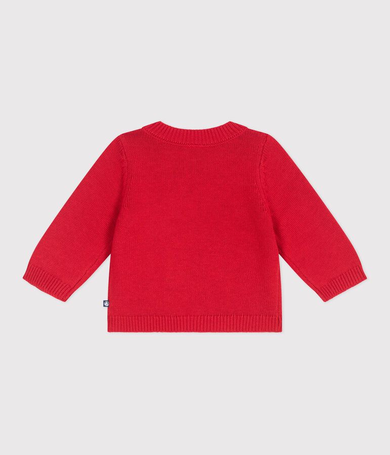 Pull b&eacute;b&eacute; en tricot laine et coton &agrave; motif cheval rouge TERKUIT/ AVALANCHE