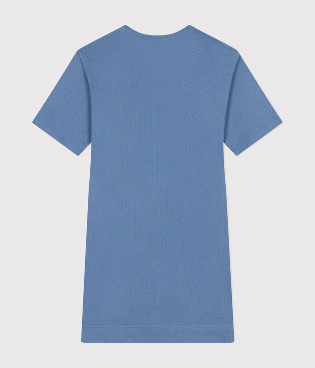 Chemise de nuit en coton ajour&eacute; femme bleu