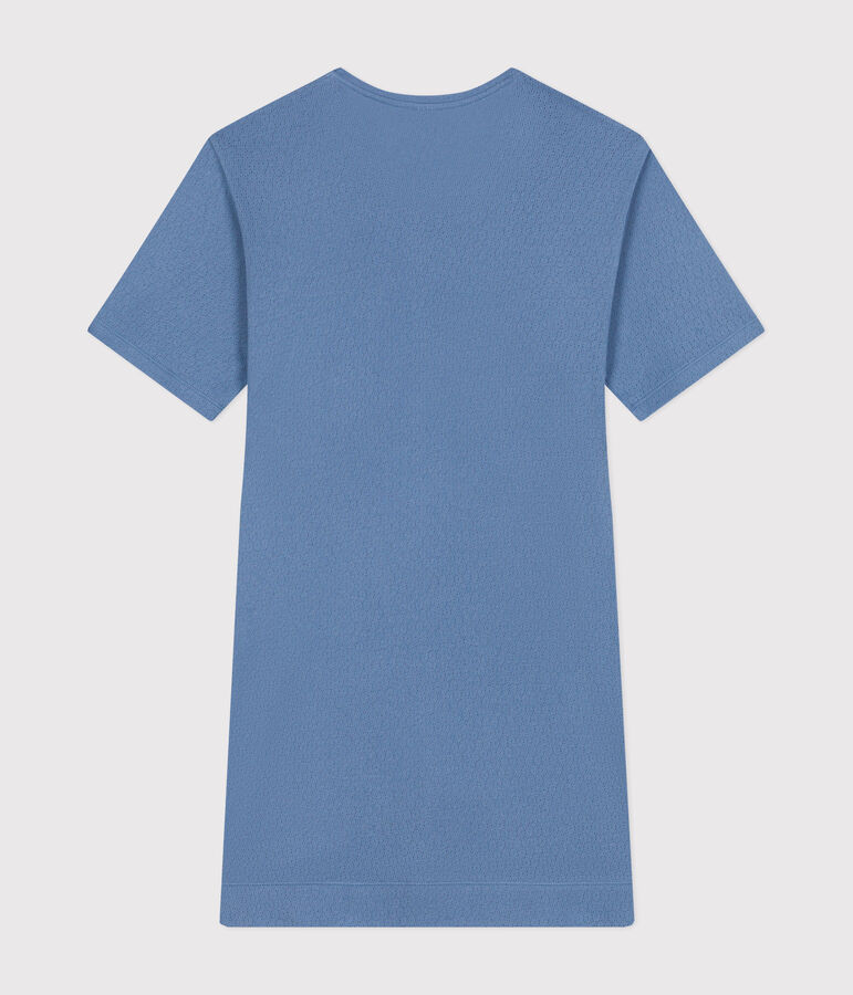Chemise de nuit en coton ajour&eacute; femme bleu BEACH