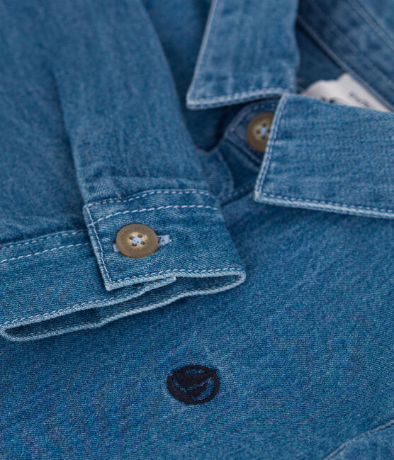 Chemise bébé en jean unie bleu DENIM CLAIR