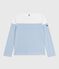 Teeshirt marinière femme en coton manches longues blanc MARSHMALLOW/bleu ALASKA