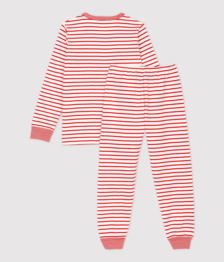 Pyjama marini&egrave;re rouge en molleton enfant blanc/rouge