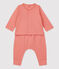 Ensemble 2 pièces uni en tubique bio bébé rose PAPAYE