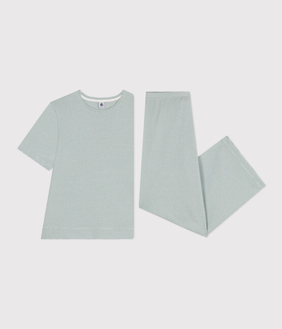Pyjama milleraies en coton femme bleu PAUL/blanc MARSHMALLOW