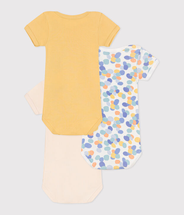 Lot de 3 bodies manches courtes en coton b&eacute;b&eacute; multicouleur