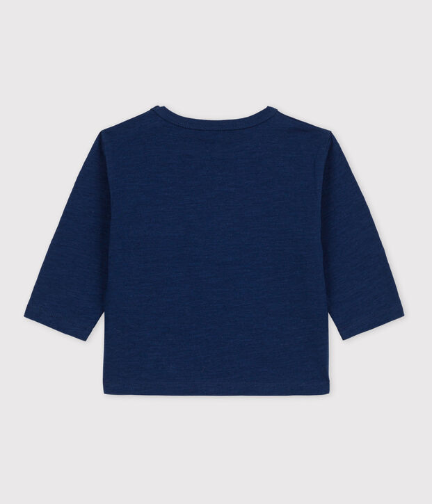 Tee-shirt manches longues b&eacute;b&eacute; en coton bleu fonc&eacute;