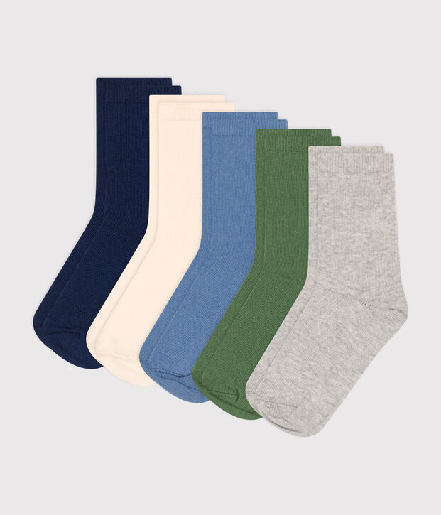 5 paires de chaussettes en coton unies enfant multicouleur