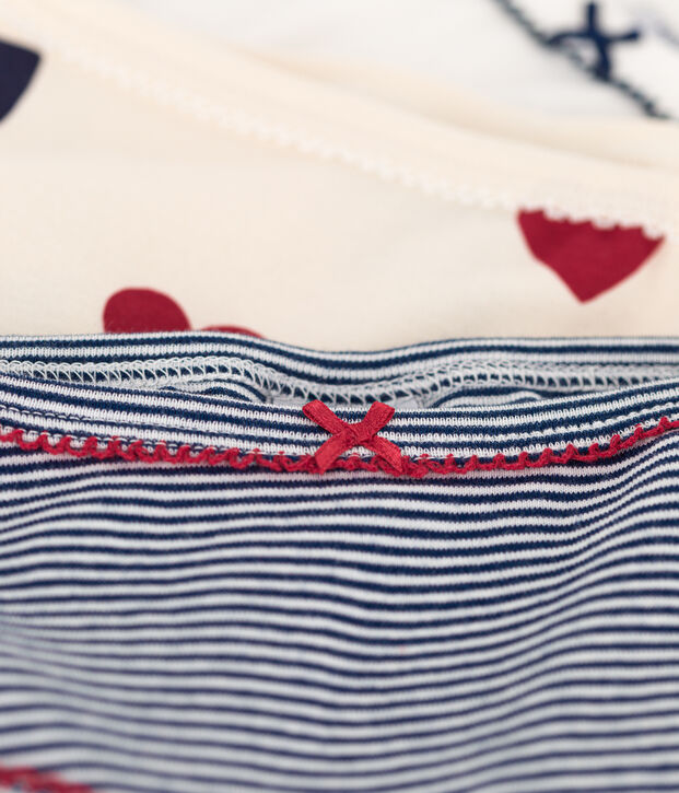 Lot de 3 culottes c&oelig;ur petite fille en coton multicouleur