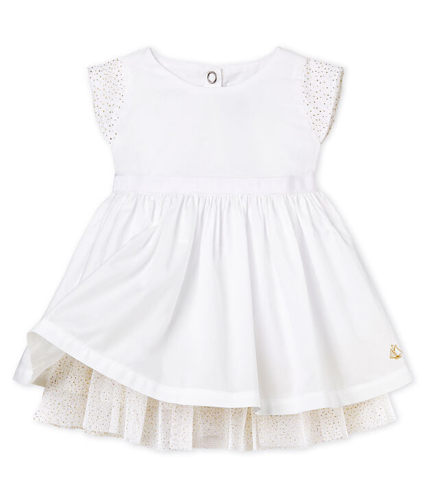 Robe manches courtes de c&eacute;r&eacute;monie b&eacute;b&eacute; fille blanc