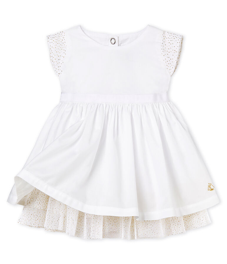 Robe manches courtes de c&eacute;r&eacute;monie b&eacute;b&eacute; fille blanc