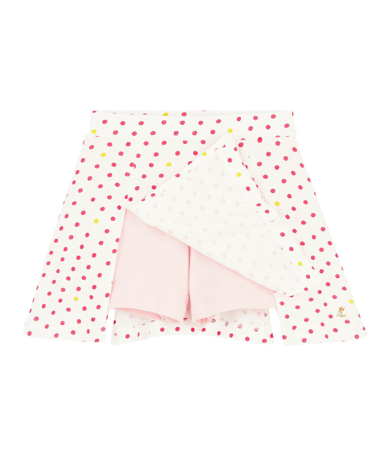 Jupe-Short en coton enfant fille blanc MARSHMALLOW/ MULTICO CN