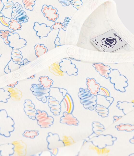 Combinaison en coton imprimé arc-en-ciel bébé blanc MARSHMALLOW/blanc MULTICO