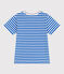 Teeshirt enfant en coton manches courtes à rayures bleu PORCELANA/ MARSHMALLOW
