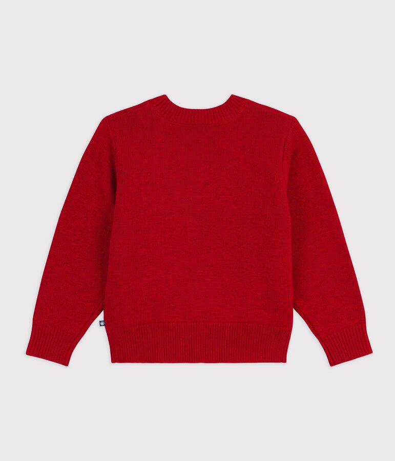 Pull jacquard laine et coton enfant gar&ccedil;on rouge CORRIDA