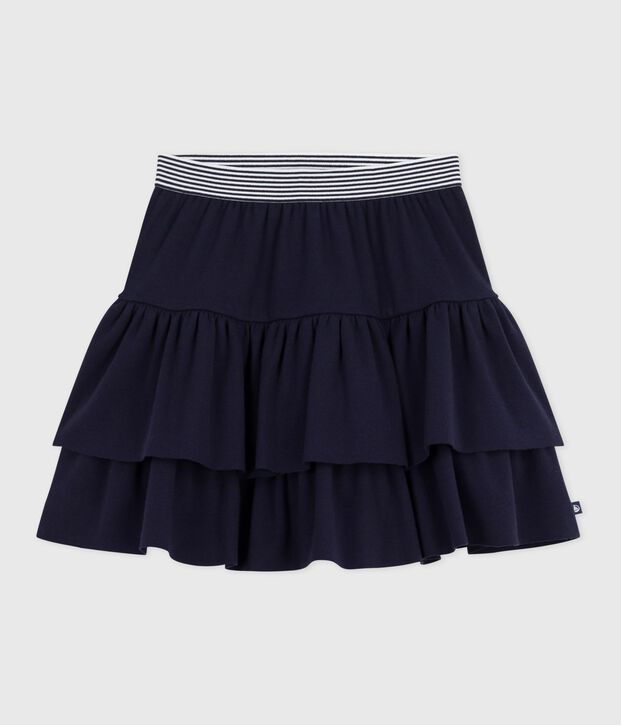 Jupe en coton enfant unie bleu marine