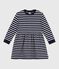 Robe enfant manches longues en coton bleu SMOKING/blanc MARSHMALLOW