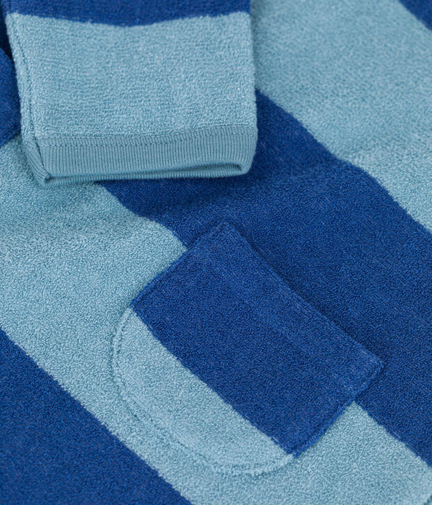 Combinaison b&eacute;b&eacute; longue en bouclette &eacute;ponge bleu/bleu