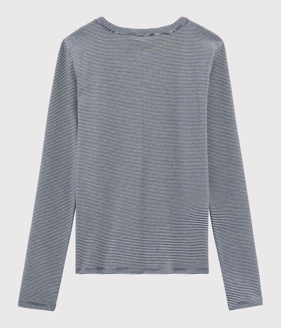 T-shirt col rond iconique en coton rayé Femme bleu SMOKING/blanc MARSHMALLOW