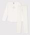 Pyjama petits coeurs petite fille en coton blanc MARSHMALLOW/ HERBIER
