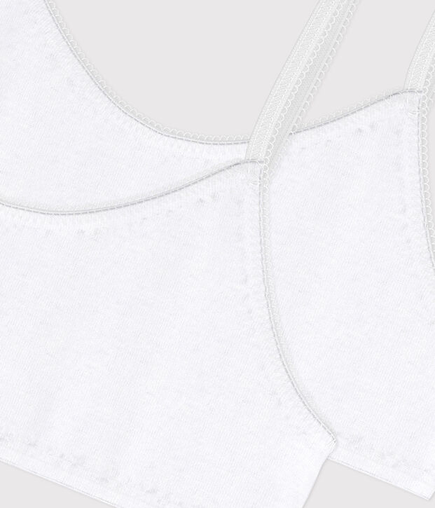 Lot de 2 brassi&egrave;res blanches petite fille multicouleur