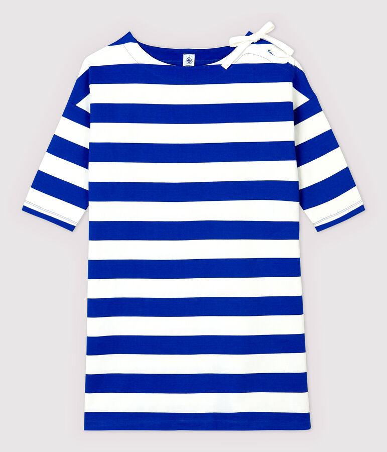 Robe ray&eacute;e Femme bleu SURF/blanc MARSHMALLOW