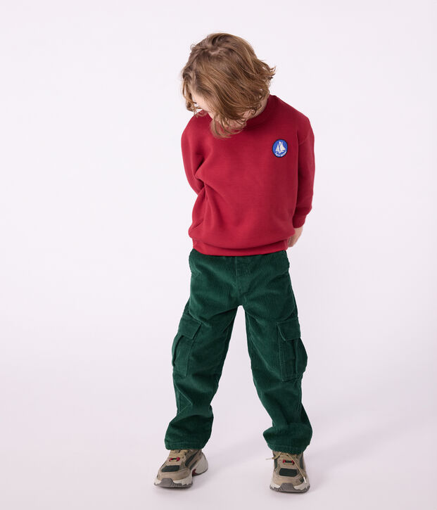 Sweatshirt enfant en coton uni rouge