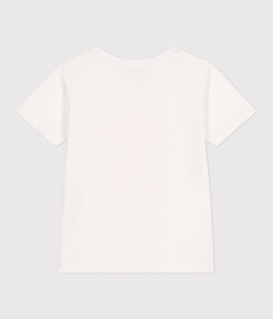 Teeshirt enfant en coton manches courtes imprimé blanc MARSHMALLOW/ ORGE