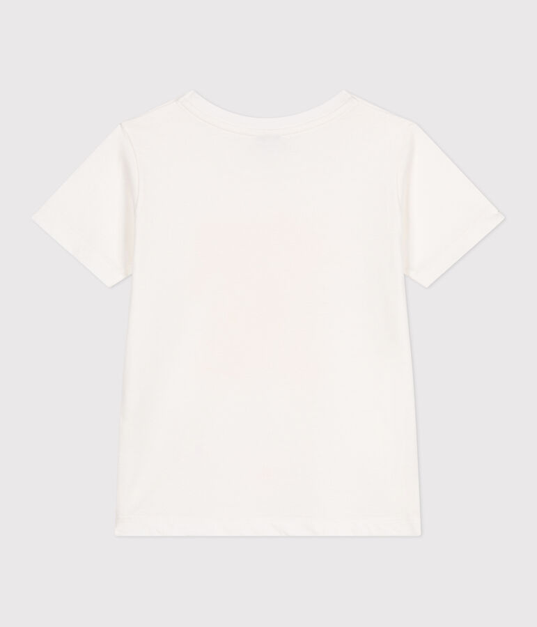Teeshirt enfant en coton manches courtes imprim&eacute; blanc MARSHMALLOW/ ORGE