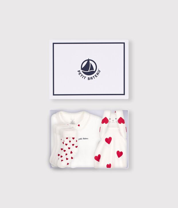 Ensemble cadeau naissance body, doudou et chaussettes en coton multicouleur