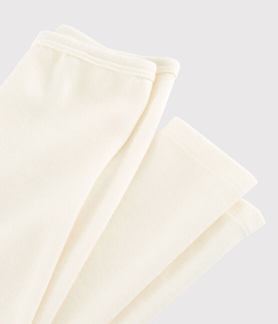 Legging uni petite fille/petit garçon en laine et coton gris ECRU