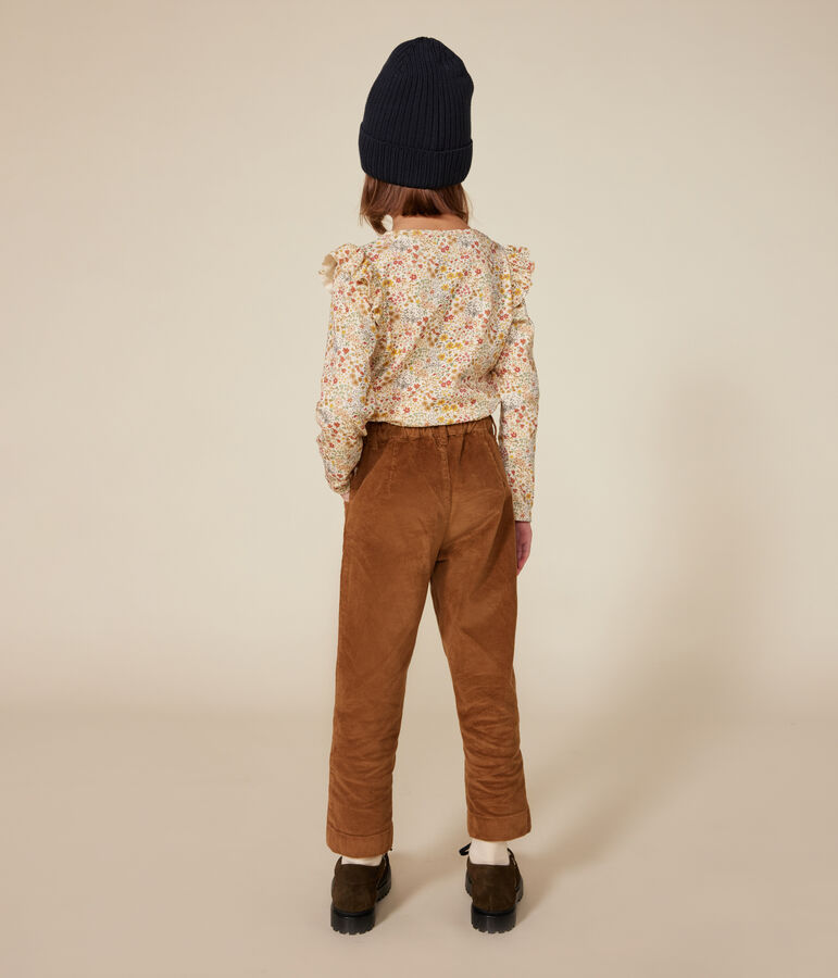 Tee-shirt manches longues en c&ocirc;te enfant fille blanc AVALANCHE/ MULTICO