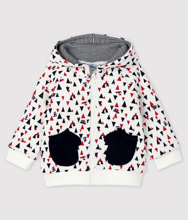 Sweatshirt &agrave; capuche b&eacute;b&eacute; gar&ccedil;on blanc/multicouleur