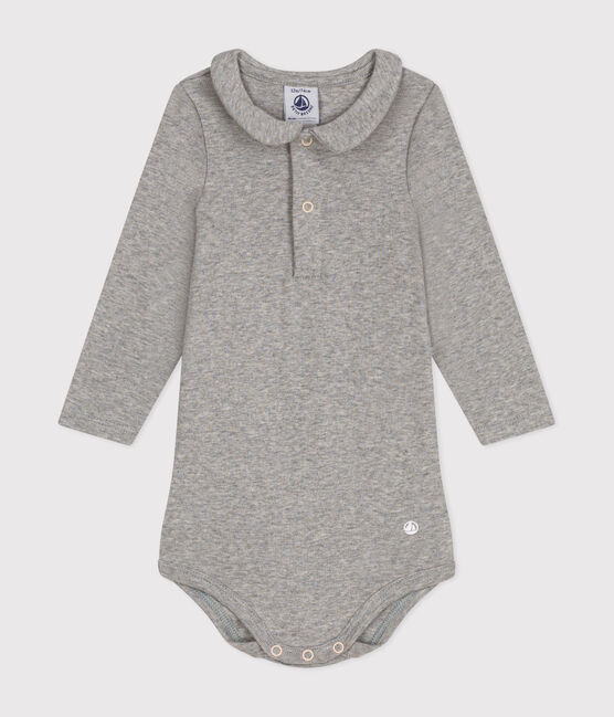 Body manches longues col en coton bébé gris CHATON CHINE