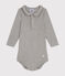 Body manches longues col en coton bébé gris CHATON CHINE