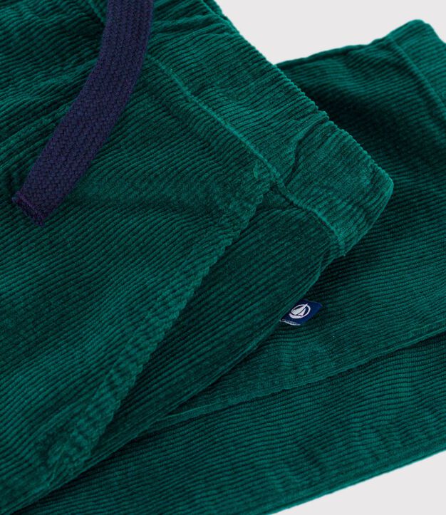 Pantalon droit enfant en velours vert fonc&eacute;